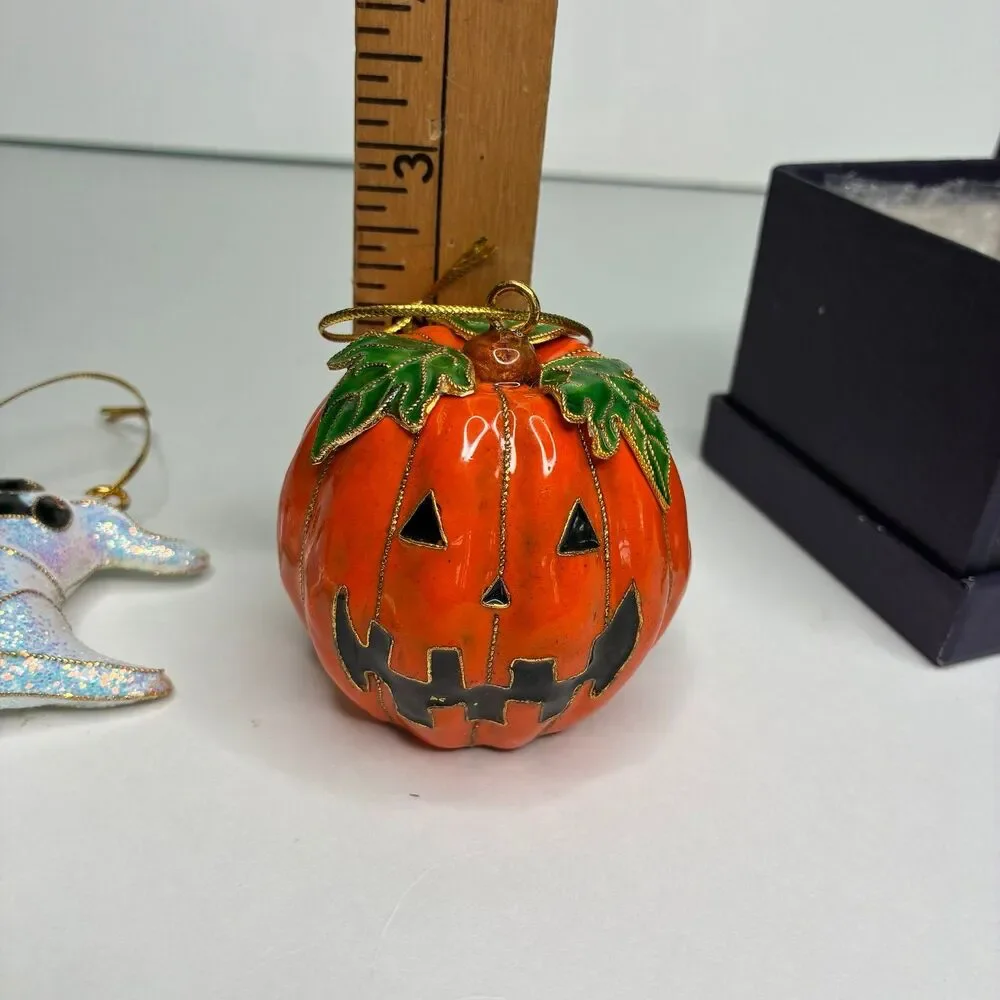 Smithsonian Institution Warshaw Coll 3 Halloween Ornaments Pumpkin Cat Ghost